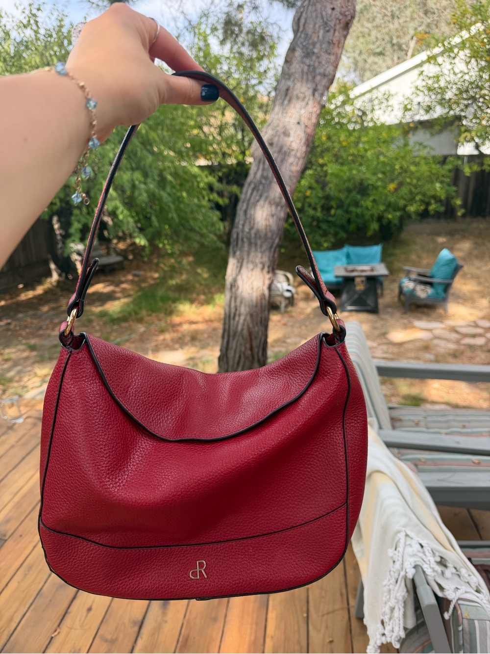 dR Amsterdam Mint Red Leather Shoulder Bag Hobo Purse